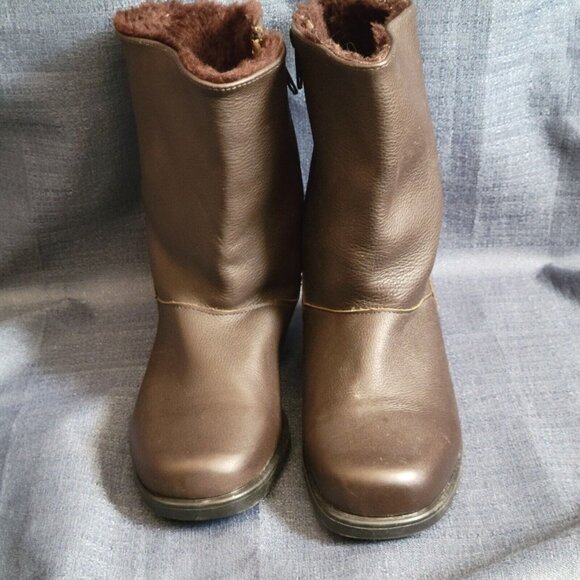 TOE WARMERS Womens 6.5 Shelter Boots Fur Lined Leather Winter Snow Brown Vtg - Picture 2 of 5